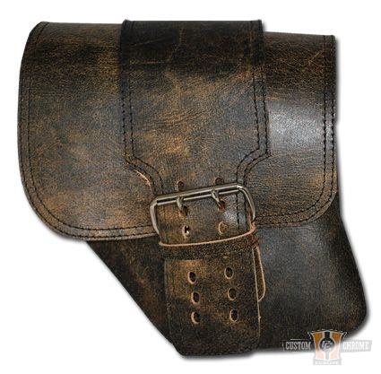 Dyna Distressed/Rustic Leather Solo Saddle Bag with Wide Str